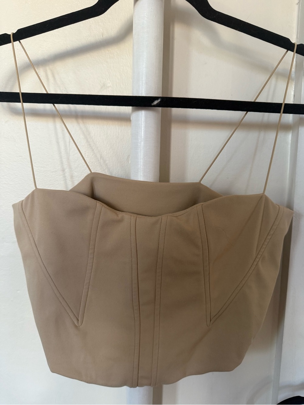 BootayBag Beige Structured Corset Crop Top - Double Lined NWOT Sz XL
